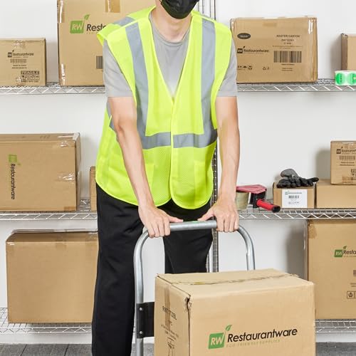 Image of Restaurantware Reflective Safety Vest 20 Count 29.213 x 30.315 Inches High Visibility Multi-Pocket Zipper Front Safety Vest