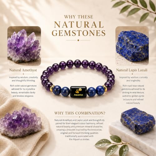 Image of Zodiac Bracelet for Men & Women | 12 Zodiac Signs & Rashi Collection | Natural Crystal Bracelets | Lab Tested Natural Stones | Premium Gift Box & Velvet Pouch