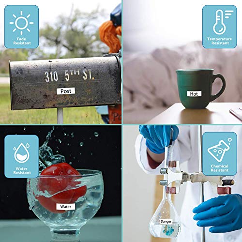 Titbit Compatible Industrial Label Tape Replacement For Dymo Rhino 18444 Permanent Vinyl Label Tape 12Mm(1/2 Inch) X 18 Feet Black On White For Dymo Rhino 4200 5200 5000 6000 Label Maker,5 Pack #TOP3