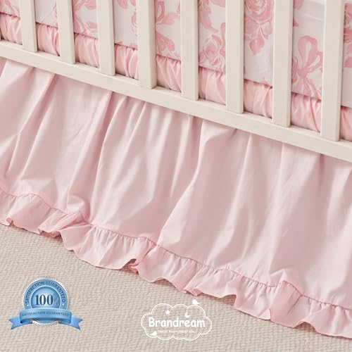 Image of Brandream Baby Crib Sheets for Girls Boys, Super Soft 100% Organic Cotton Baby Sheet French Country Pink Cottagecore Floral Print Fitted Crib Sheet for Standard Crib and Toddler Mattress