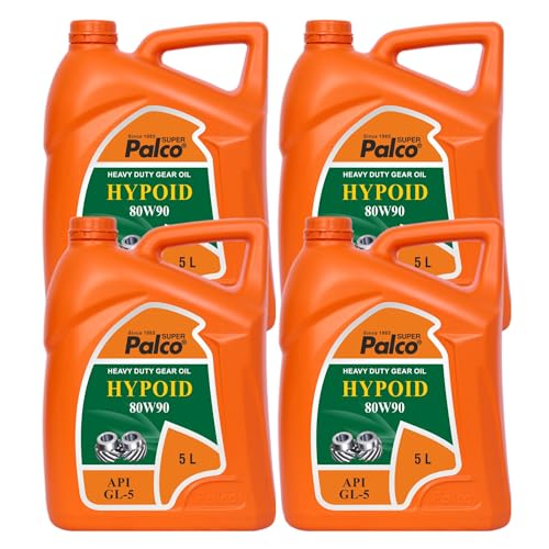 Image of PALCO Hypoid 80W90 Heavy Duty Gear Oil 5 Litre (Pack of 4), API GL-5 Gear Oil for Car and Commercial Vehicles, Manual Gearbox & Axles, High Load Protection & Smooth Shifting