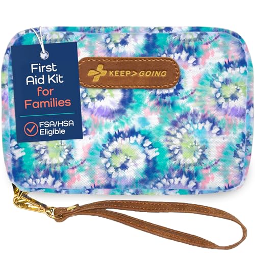 Image of KeepGoing Travel First Aid Kit for Kids – 130 Pc. for Car, Home, Purse, Diaper Bag & Backpack with Latex-Free Bandages - Mini First Aid Kit Travel Size TSA-Approved