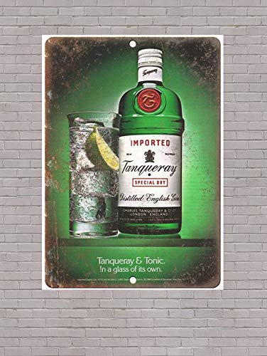 F-MORE Vintage Beer Signs Tanqueray Gin Retro Old Style Metal Tin Beer Sign 8X12 Inch Man Cave Decor Metal Sign