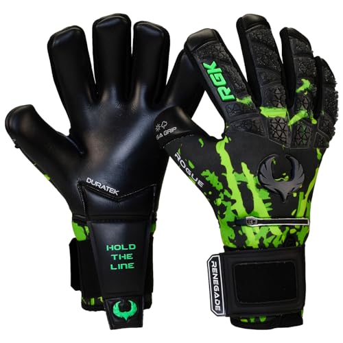 Renegade GK Limited Edition Rogue Venom Goalie Gloves with Fingersaves | 4mm Giga Grip | Black...