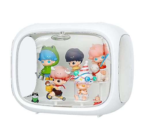 Cutora Display Case for Figures, Clear Acrylic Organizer with Door, Dust-proof Collectibles Action Figure Adjustable Showcase with Plastic Stand, Storage Anime Doll Figurine Fit for Pop Mart Blind Box