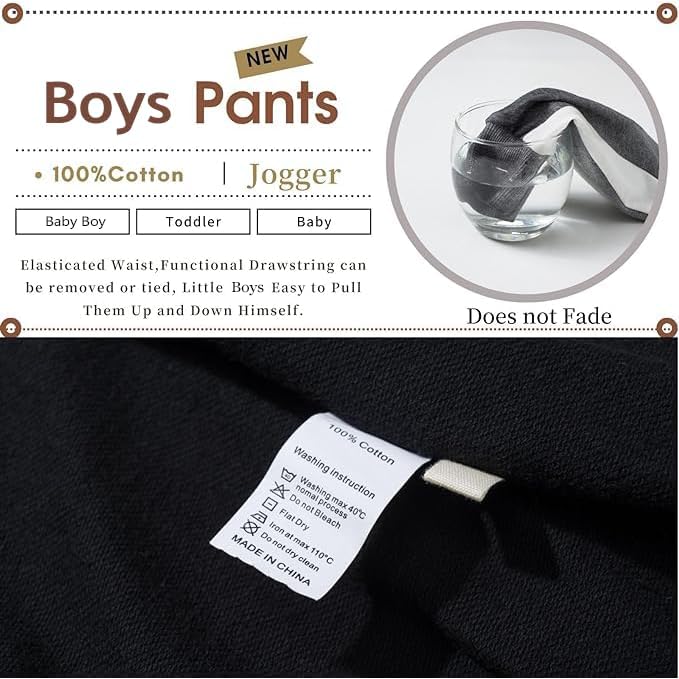 Miniatura 4 de Boy's 2-Pack Pants, Toddler Cotton Pull on Jogger, Kids Dinosaur Drawstring Elastic Sweatpants