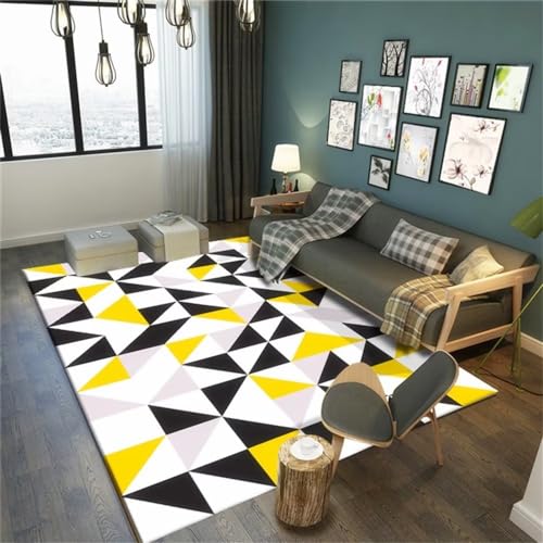Tapis de chambre garçon jaune triangle dense grand format 180x250cm - 2