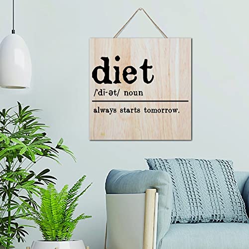 Plaque en bois Diet Noun pour habiller un mur vide de porche