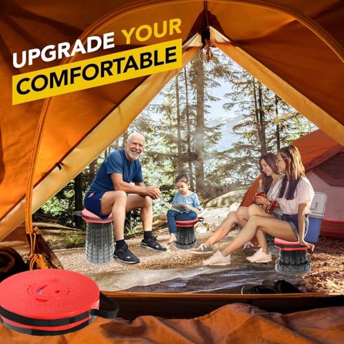 Image of Upgraded 19.7 inchPortable Collapsible Folding Stool with Cushion Retractable Telescoping Foldable Stool for Adults Heavy Duty Camping Sturdy with Max Load Capacity 1000lbs for Outdoor Fishing Hiking BBQ