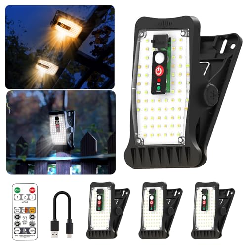 CHAMCHOI ソーラーライト 屋外 センサーライト 屋外 人感 防水 ソーラー クリップ式 70LED 3つ知能モード 3色切替 調光機能 タイマー機能 USB充電可 人感センサー ソーラーセンサーライト 日本語取説 ガーデン/壁掛け/庭先/表玄関/駐車場 地震 津波 台風 防災対応 (4個セット)