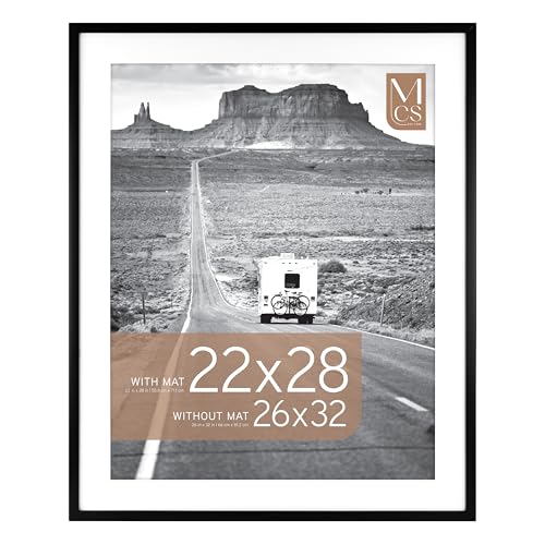 Image of MCS Everline Collection 26x32 Matted Poster Frame with 22x28 Picture Display, Black Vertical & Horizontal Wall Hanging Large Frame for Photos, Posters & Art Prints (1-Pack)