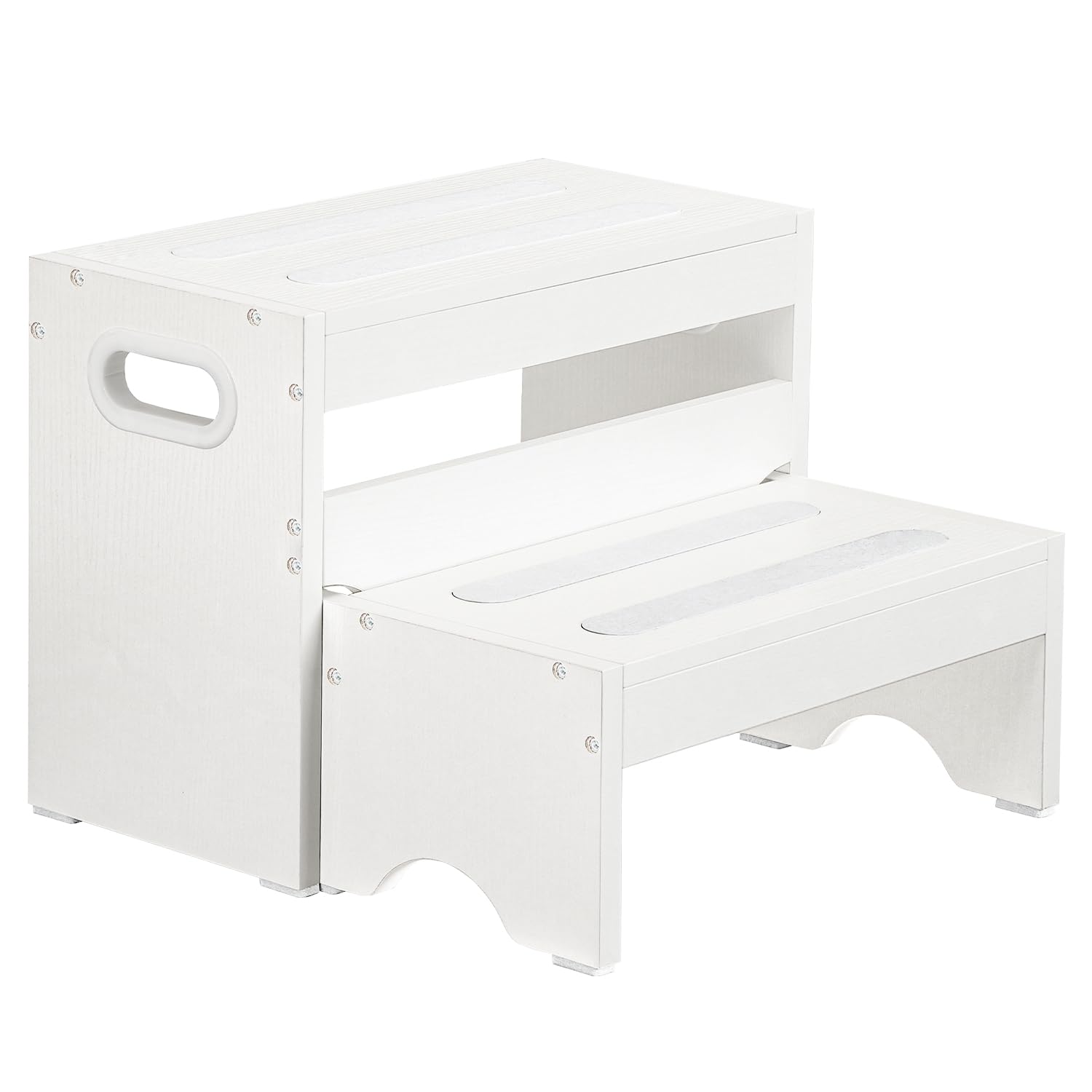 HOOBRO Kinderhocker Set, zweistufiger Tritthocker Kinder, Hocker Kinder, Küchenhelfer Turm, Kinderschemel mit Griffen und Antirutschstreifen, separat nutzbar, für Badezimmer, Küchen, Weiß EWT16JD01 - 2