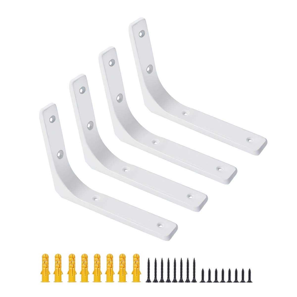 Buy Shelf Brackets, 4 Pack L Shape 6 x 8 inch White Heavy Duty Wall ed