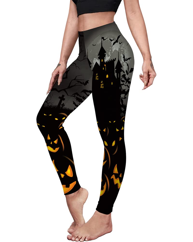 color cosplayer Halloween Leggings for Women High Waist Ankle Length Elastic Seamless Tights 3D Print Yoga Pants Plus Size S-XL