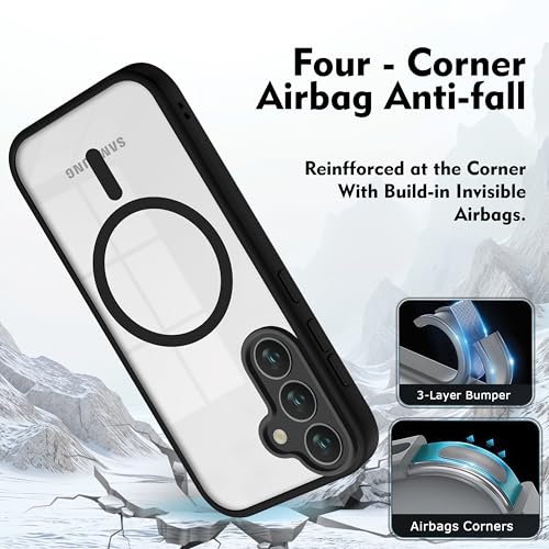 Image of V-TAN Back Cover for Samsung Galaxy A35 5G | TPU | Transparent Crystal Clear Magnetic Case Compatible with Samsung Galaxy A35 | Slim Fit, Camera Protective Shockproof Mobile Cover Design (Black)