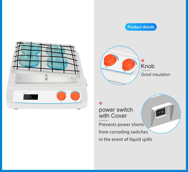 Shaking Table Rock up and Down Lab Shaker Rocking Device Shaking Instrument with Universal Tray Speed Range 10 to 80rpm Shaking Mode UP and Down