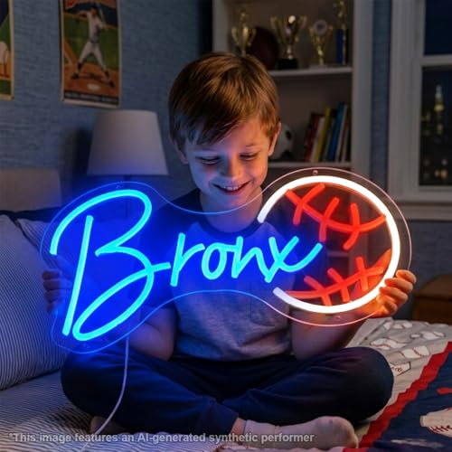 Custom Neon Name Sign Personalized with Baseball Football Soccer Basketball Pattern Sports Led Neon Lights for Bedroom Man Cave Garage Boys Room Decor Gifts for Baseball Fans