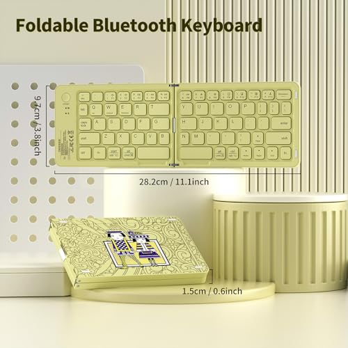 Image of Foldable Bluetooth Keyboard for iPad Phone,Portable Small Size,Beige