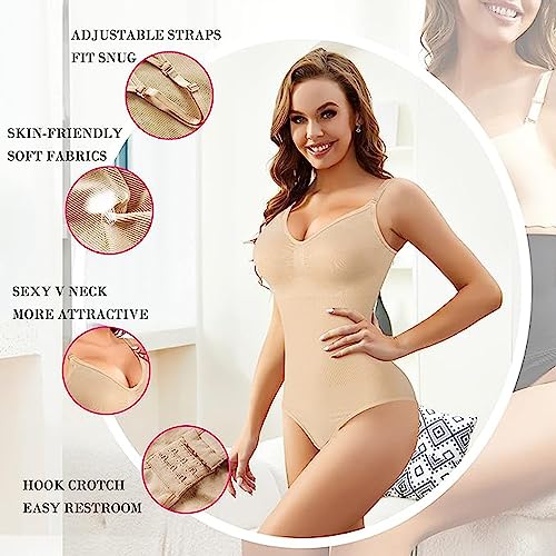 Image of Bodysuit for Women, Tummy Control Bodysuit with Adjustable Straps, Seamless Snatched Body Shaper(ED019)