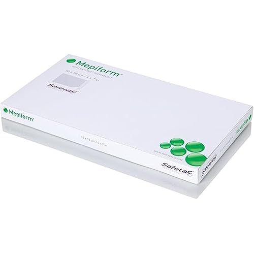 Molnlycke Mepiform with Safetac Technology 4"x7", 5 Count, Self Adherent Soft Silicone Sheeting for Scar Reduction