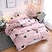 Xiongfeng Blush Pink Love Heart Print Duvet Cover Queen Black and Dusty Rose Bedding Set Reversible Blue White Striped Microfiber Comforter Cover for Kids Girls Teens Women
