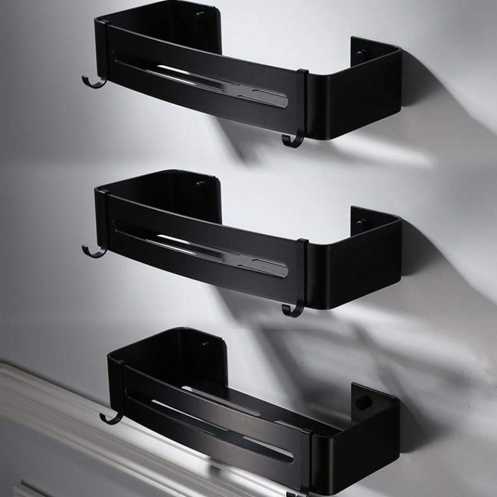 Caja de Cocina para baño, contenedor, Organizador de Almacenamiento para Montaje en Pared, Cesta de Ducha de aleación, estantes para cosméticos, Estante de baño Negro (tamaño -3 Capas)