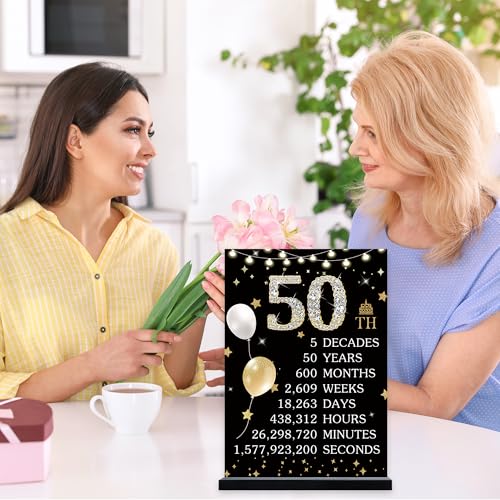 Roetyce 50th Birthday Decorations Gift for Women Men, Black Gold Back in 1976 Poster Acrylic Sign Centerpiece(1PC Duplex Printing), 50th Anniversary Table Decor, 50 Years Old Birthday Party Supplies by Roetyce - Used condition - Image 4