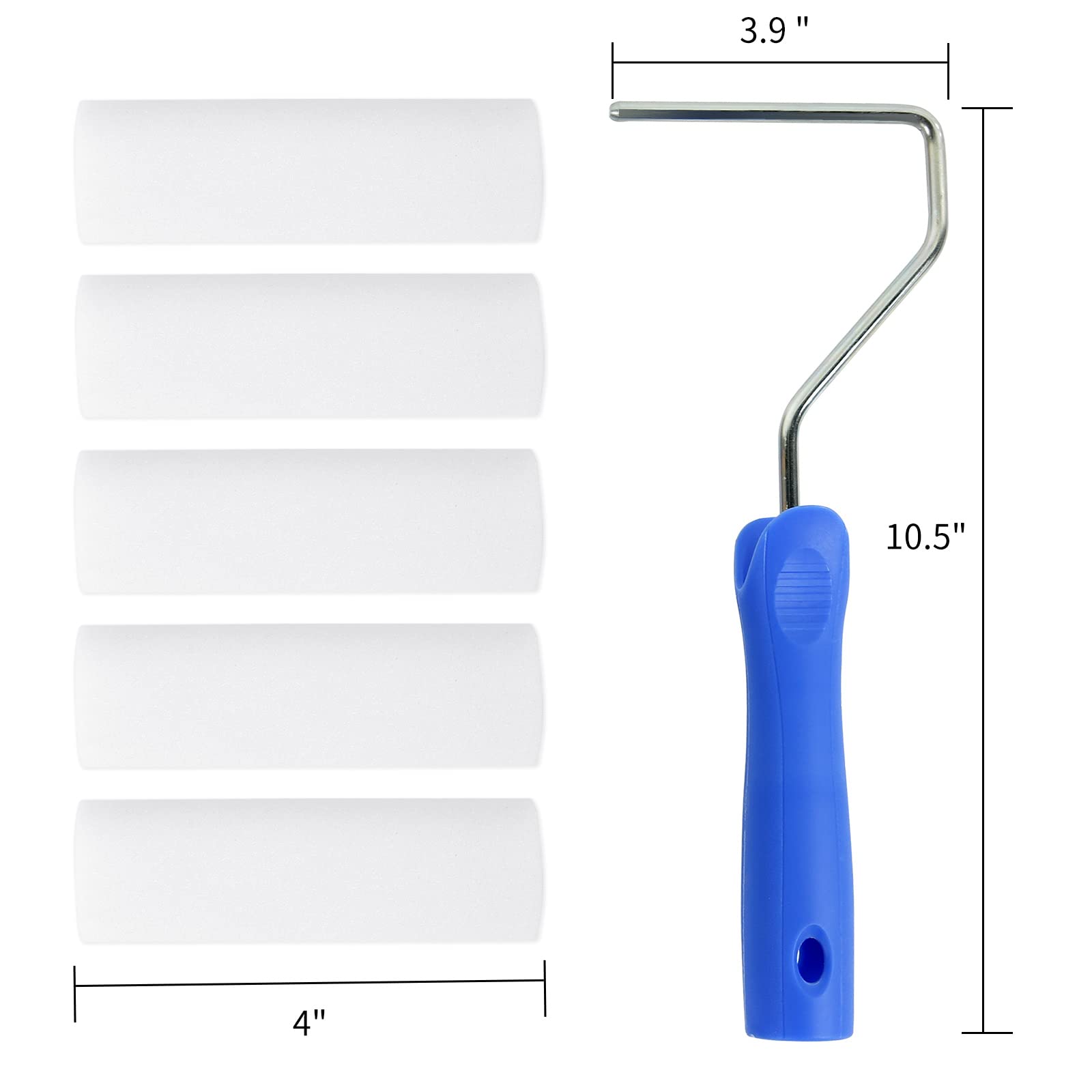 Set 7 Mini Rulli Schiuma + Vassoio - Per Vernici Lucide Su Battiscopa E Finiture - Foto 5