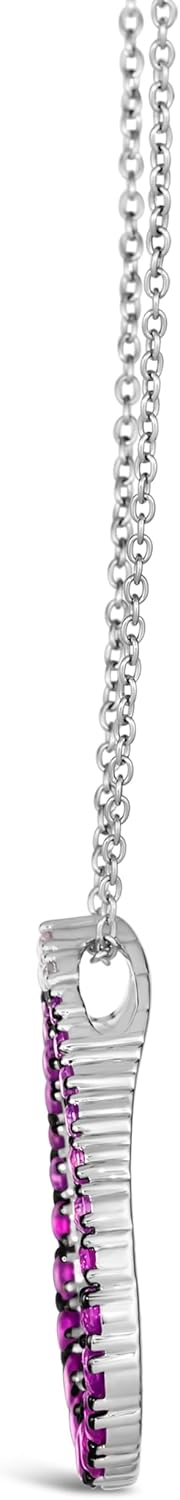 LE VIAN 7/8 Carat Ombre Pink and White Sapphire Tear Drop Shaped Pendant Necklace for Women | 14K White Gold Necklace for Her I 18 Inch Chain With Lobster Claw Clasp| Modern and Elegant - Image 3