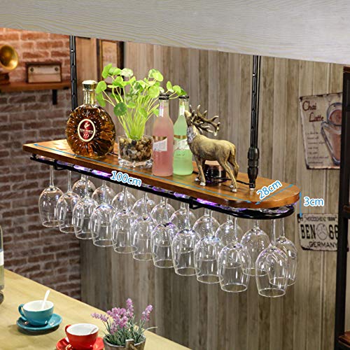 Soporte colgante para vinos con 2 niveles de madera y hierro miniatura 2