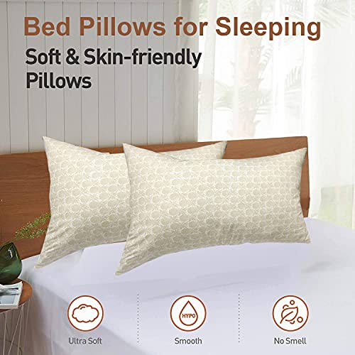 Image of ARLinen-Micro Filled Pineapple Print Cotton Pillow Takiya Combo Set of 2 for Bed Room - 16x24 Inch Size Pillow Set of 2 for Sleeping