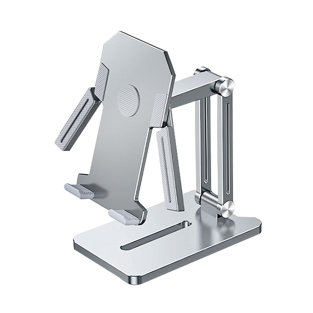 Soporte de teléfono móvil plegable con múltiples ángulos para escritorio, soporte de teléfono de escritorio antideslizante, base de aluminio ajustable para todos los teléfonos inteligentes y tabletas