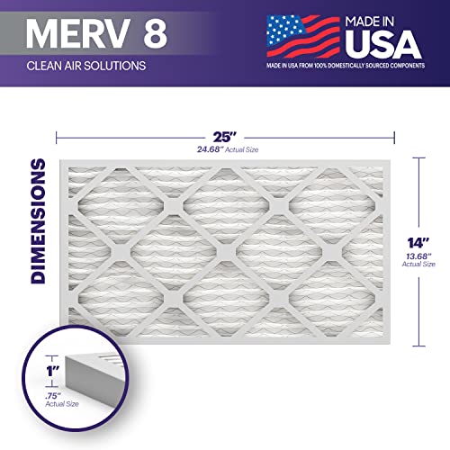 Image of BNX TruFilter 14x25x1 Air Filter MERV 8 (4 Pack) - MADE IN USA - Dust & Pet Defense Electrostatic Pleated Air Conditioner HVAC AC Furnace Filters for Dust, Pet, Mold, Pollen MPR 600 - 700 & FPR 5