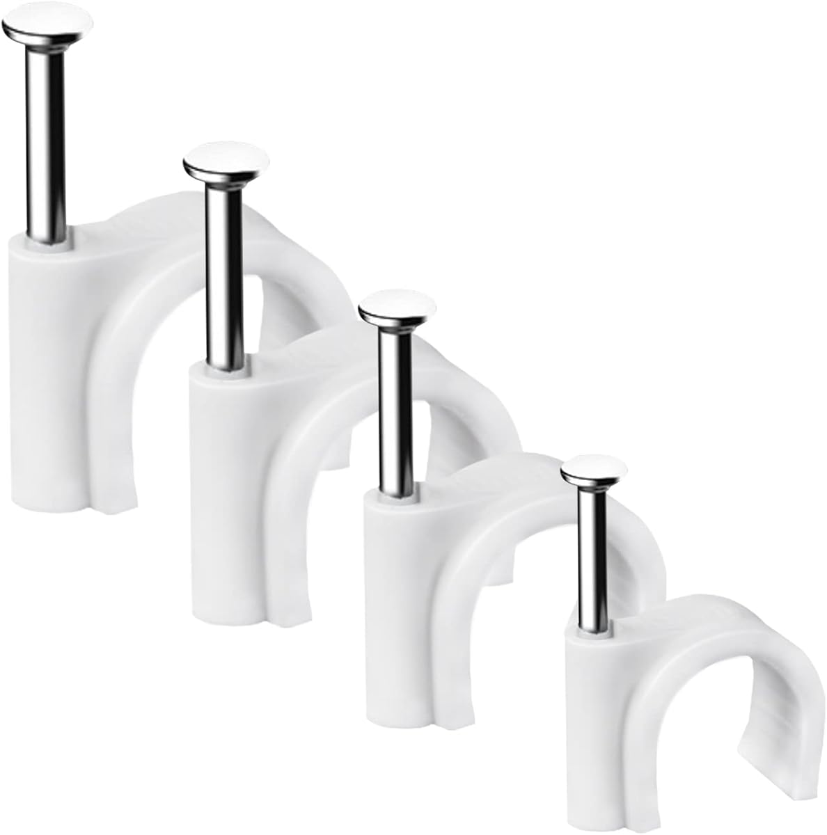 Cable Clips, 400 Pcs, 4mm 6mm 8mm 10mm, Wire Wall Clips with Steel Nails, Ethernet Cable Clips, Cable Tacks Coax Cable Clips, RG6 RG59 CAT6 RJ45 Cable Cord Clips, White…