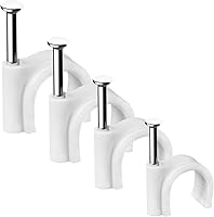 Abnii 400 Pack Cable Clips with Steel Nails - 4mm 6mm 8mm 10mm White Wall Tacks for Ethernet Coax RG6 RG59 CAT6 Wires
