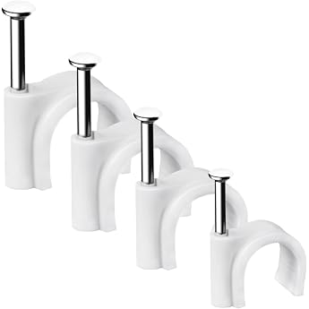 Cable Clamp Nail Clips 400 Pieces Cable Holders with Inserted Nail Brackets Cable Attachment for High-Voltage Cables White 4 Sizes 4 mm 6 mm 8 mm 10 mm Socket Strip Wall Mounting