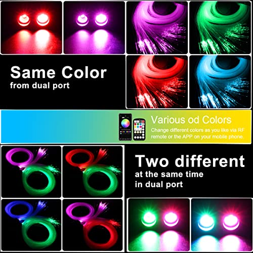 Image of AZIMOM Dual Color 32W Sound Activated Fiber Optic Light Source RGBW Light Box Engine Diver Bluetooth /RF Remote Control Music Sensor Mode for Car Home Star Ceiling Decoration