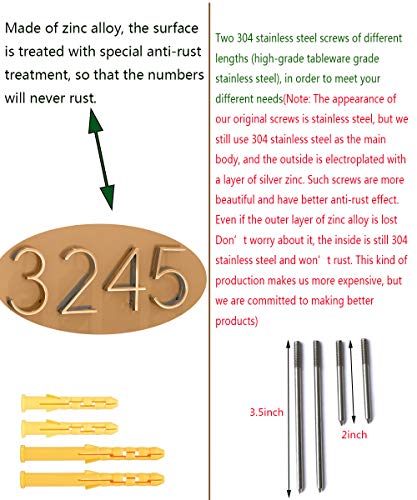 5’’ Floating House Number Modern House Numbers- Zinc Alloy Home Address Number With Exquisite Drawing Process-Gold-Number 6 #TOP1