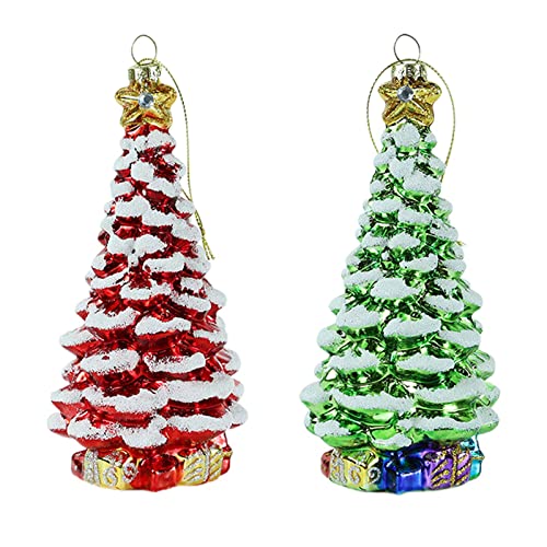 ZWMBYN Adornos de cristal soplado para árbol de Navidad, paquete de 2 figuras de Navidad con purpurina para colgar en el árbol, colgante de cristal soplado a mano para decoración del árbol de Navidad Cover