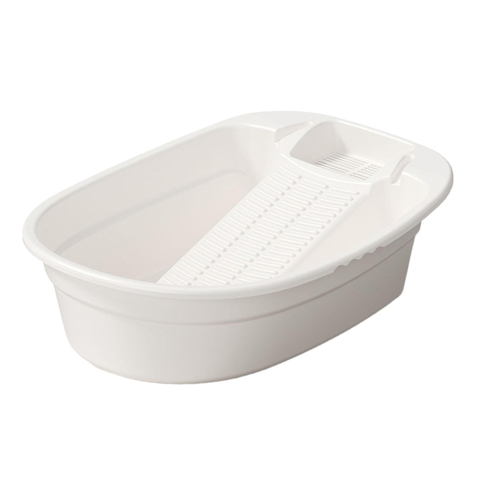 TWISAXC Efficient Washboard Basin Cleaning Tool For Home Essential Laundry Basin With Washboard Hand Washing Clothes Made Easy Laundry With Mini Hand, White, 18.90x14.96x5.51 inch