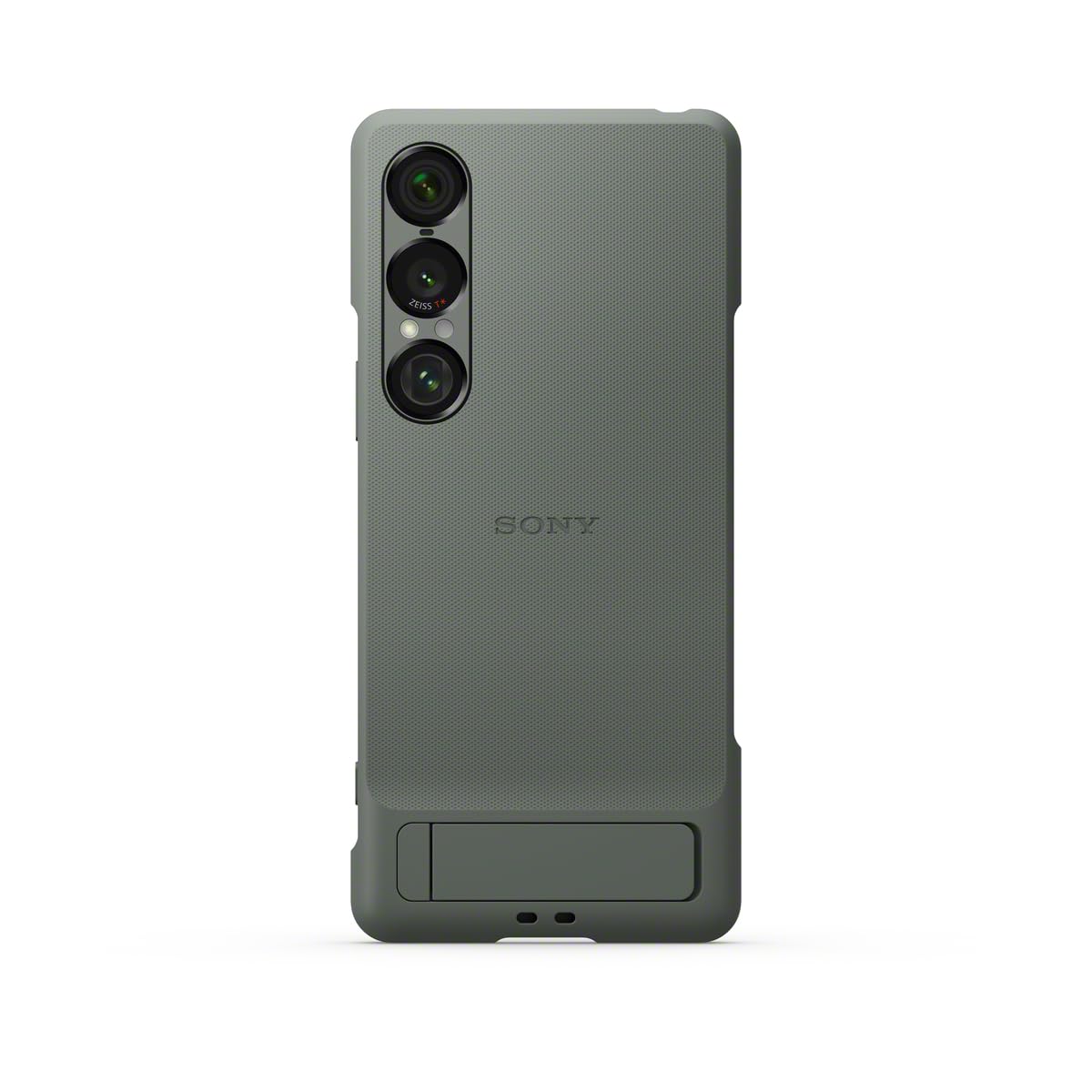 Sony Stylowa osłona z podpórką do smartfonu Xperia 1 VII | Pasek zapobiegający | Uniwersalna podpórka i nowy pasek z pierścieniem z myślą o wygodzie i lepszej ochronie, Zieleń mchu