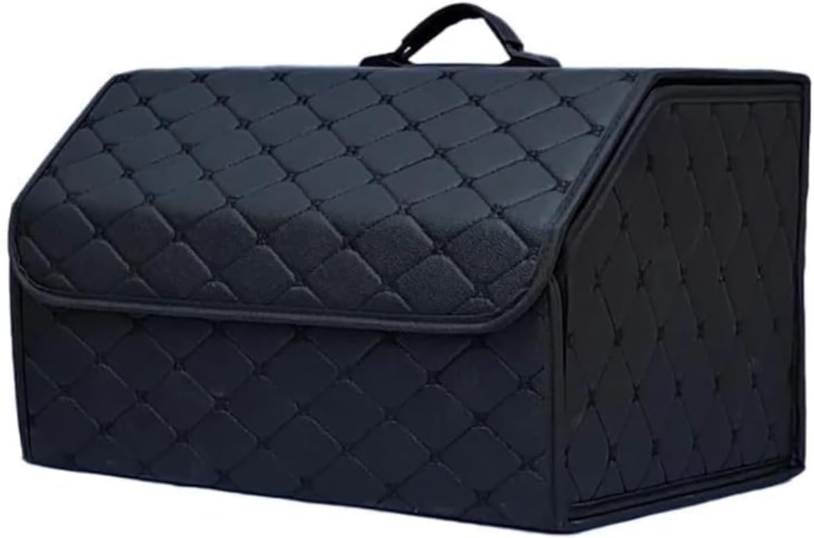 Auto Cargo Organizer Trunk Storage for Buick Regal Generation 6 2010-2017, Leather Car Trunk Storage Box Keep Car Clean,Black with Black Lines-M