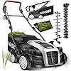 MASKO® Scarificateur électrique 2 en 1 Aérateur de gazon 1 800 watts largeur de travail 40 cm bac de ramassage 55 L incluant rouleau de ventilation aérateur démousseur, profondeur de travail, le noir