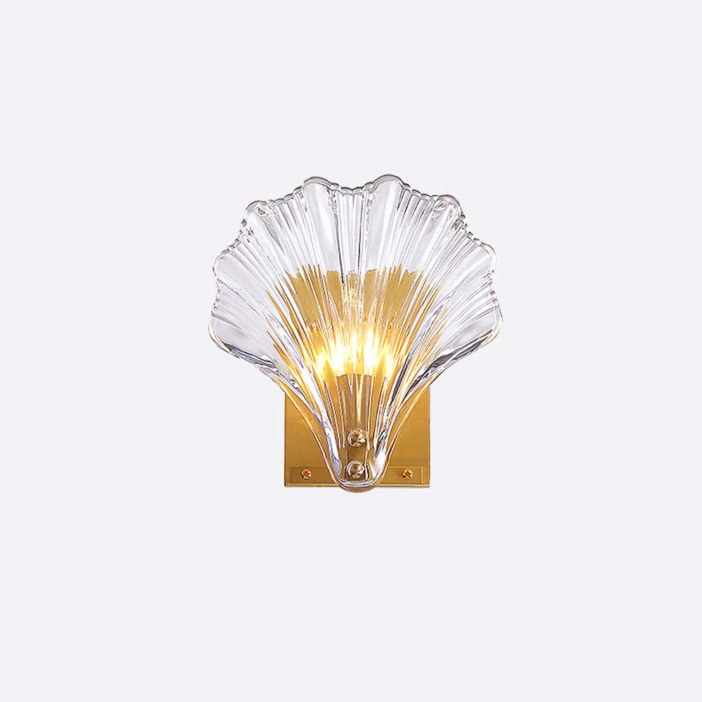 Moon shadow Kaiton copper light luxury crystal wall lamp simple post-modern bedroom bedside shell lamp creative living room lamps