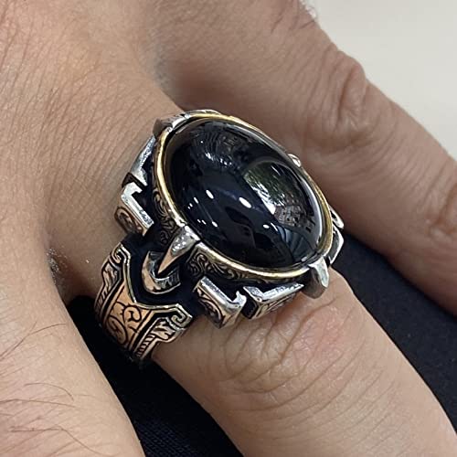 Miniatura 4 de Men Handmade Ring, Oval Onyx Stone Ring, Onyx Gemstone Ring,Ottoman Men Sterling Silver Ring, Turkısh Handmade 925k Sterling Silver Ring