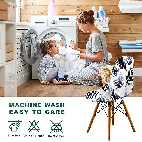 Gostady Mid Century Modern Dining Chair Covers Set Of 4 Stretch Printed Shell Chair Cover Dining Room Chair Slipcovers Lounge Armless Chair Cover For Kitchen thumb #5