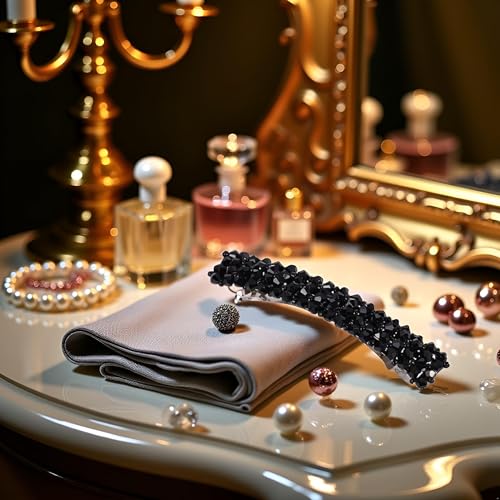 Pinza negra de metal con brillantes para cabello miniatura 3