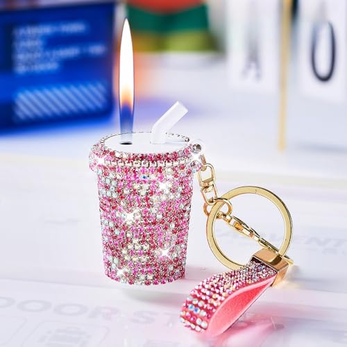 Encendedor Rosa con Llavero y Diseño de Taza de Té