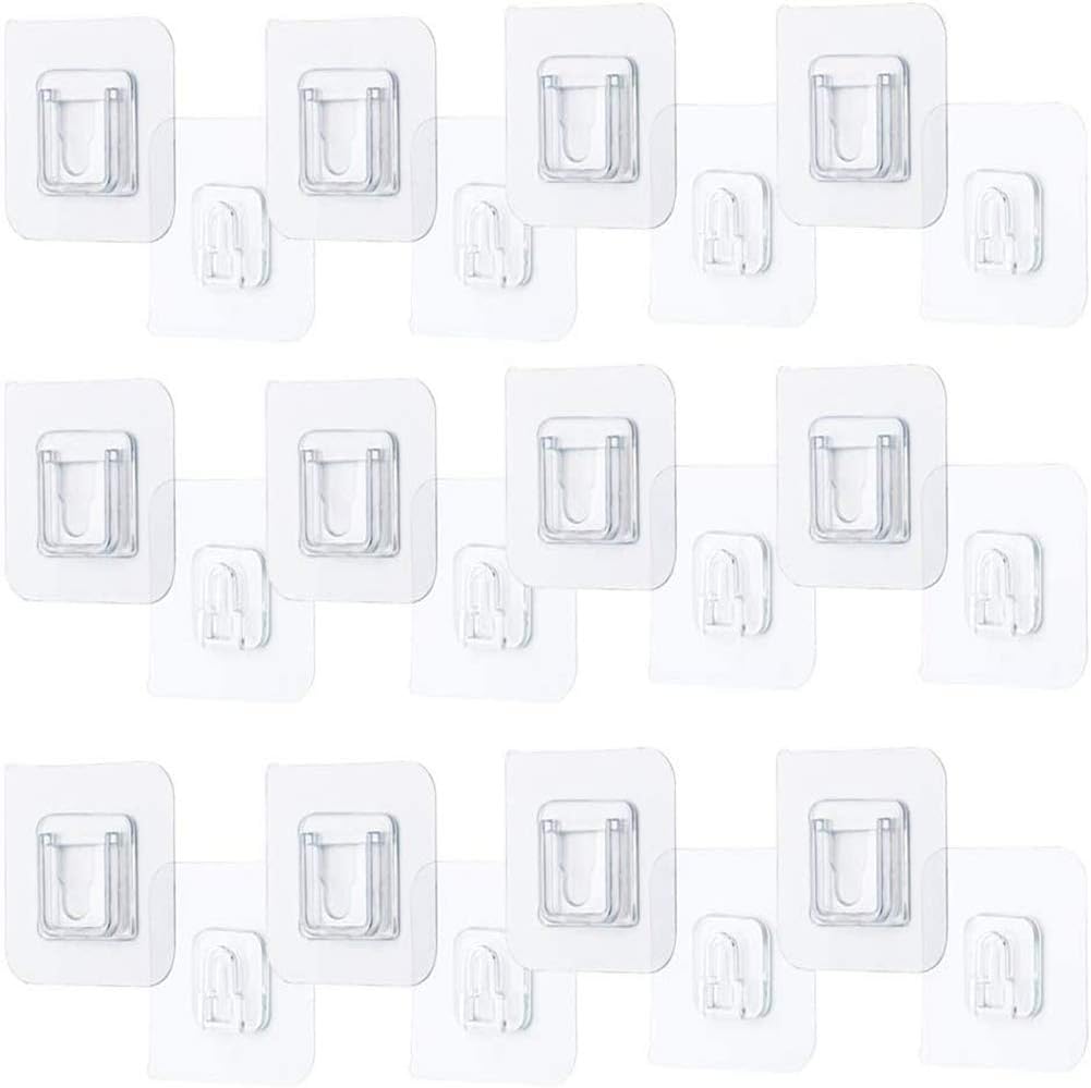 Double-Sided Adhesive Wall Hook 12 Pieces, Multi-Purpose Hooks for Hanging, Storage Shelf Strong Adhesive hooksNo Punching, Shelf with Hooks, Wall Hooks for Hanging