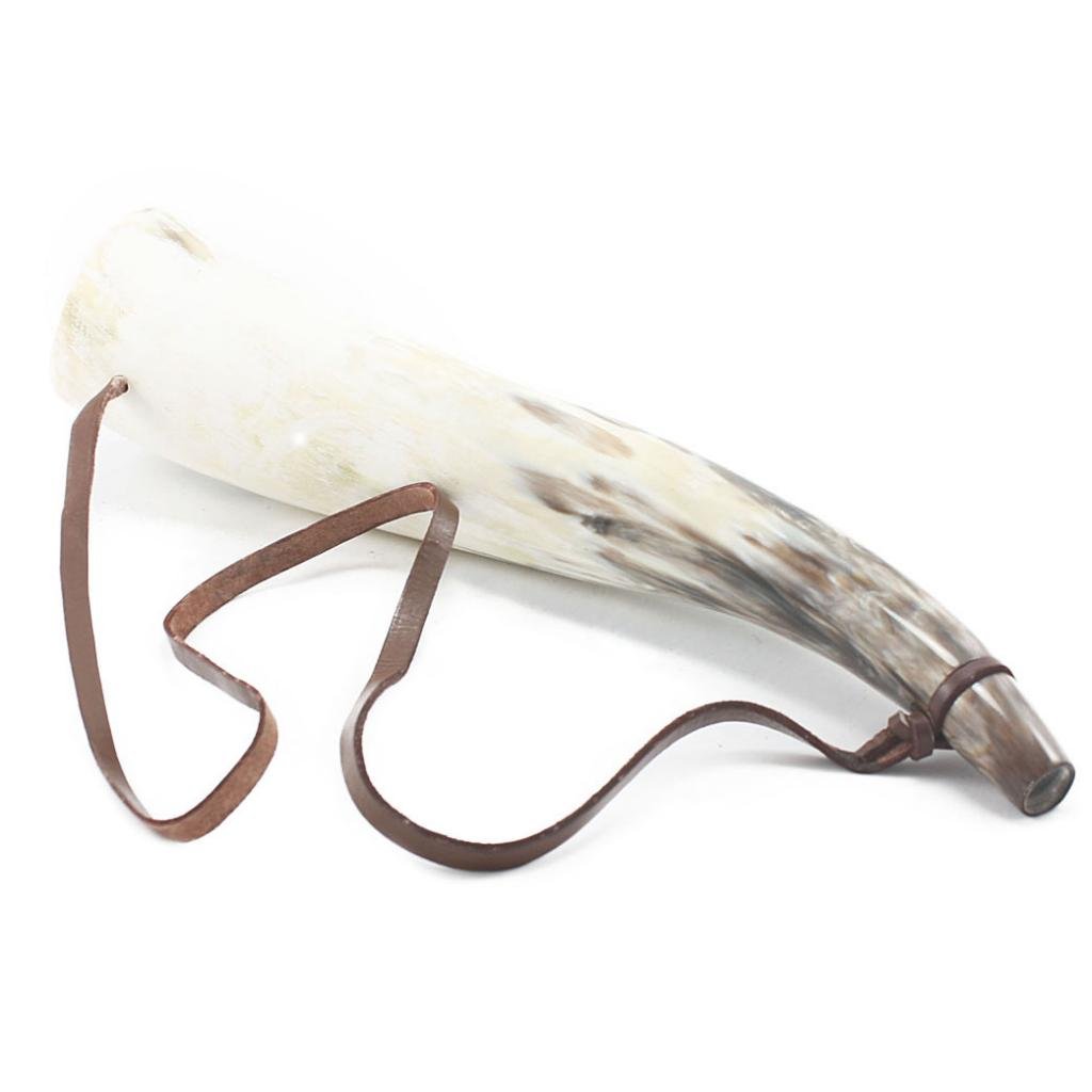 HORNCRAFT Bugle en corne de bœuf | Corne de guerre viking | Trompette sonore de combat | 33 cm | clairon poli léger | Chasse de style trompette | Parfait pour la reconstitution